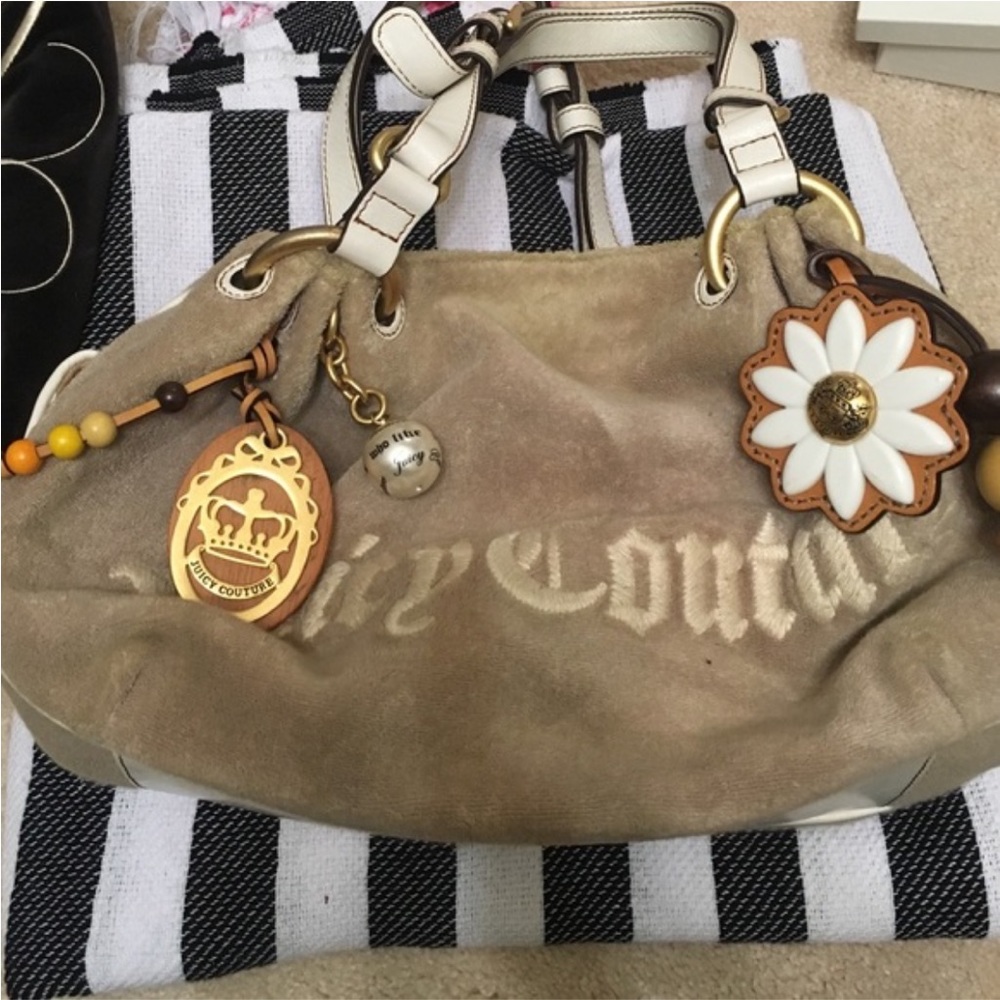 ISO Juicy Couture gray-ish beige daisy bag